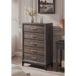 Sunvega Contemporary Gray Finish Wooden Dresser with Six Storage Drawers