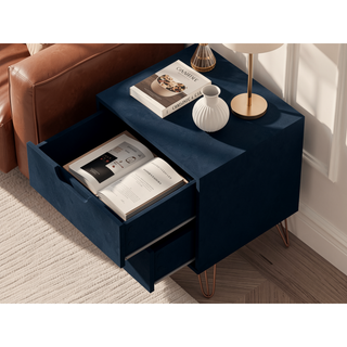 Sunvega Mid-Century Modern Nightstand with Spacious Drawers and Metal Legs