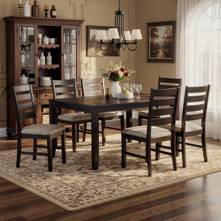 Sunvega Gray Finish 5pc Dining Set with 4 Fabric Upholstered Chairs