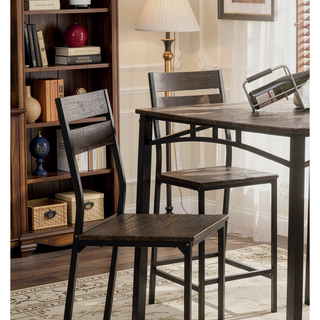 Sunvega Transitional Industrial 5pc Counter Height Dining Set With Square Table