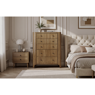 Sunvega Eucalyptus Veneer Chest with Soft-Close Drawers and Cedar-Lined Storage