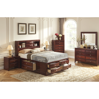 Sunvega Cherry Solid Wood Contemporary Nightstand with 2-Drawers and Nickel Knob Pulls