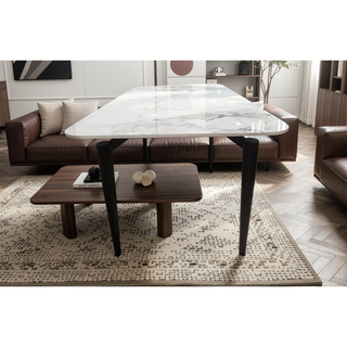 Sunvega Luxury Sintered Stone Dining Table with Metal Legs for Family Gatherings