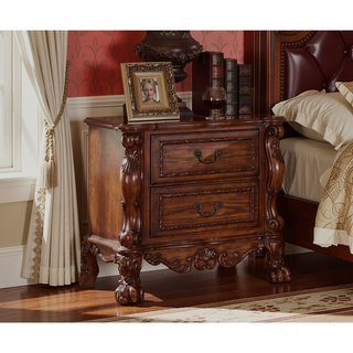 Sunvega Traditional Luxury Nightstand with 2 Drawers in Cherry Oak Finish