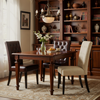 Sunvega Upholstered Dining Chair Set of 2 with T-Stitch Design and Wood Legs