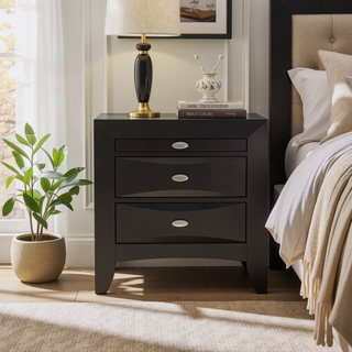 Sunvega Cherry Solid Wood Contemporary Nightstand with 2-Drawers and Nickel Knob Pulls