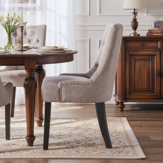 Sunvega Contemporary Upholstered Dining Chairs with Tufted Diamond Stitch and Wood Legs