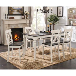 Sunvega Brown and White Gathering Dining Table with Leaf in Country Style