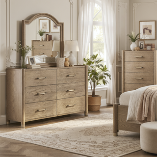 Sunvega Sarai Brown Nightstand with Spacious Drawers and Acrylic Handles