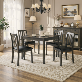 Sunvega Five-Piece Contemporary Dining Set with Square Table and Four Chairs