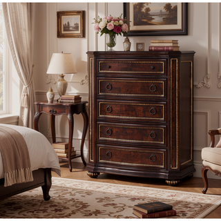 Sunvega Cherry Nightstand with Carved Bun Feet and Velvet Lined Drawer