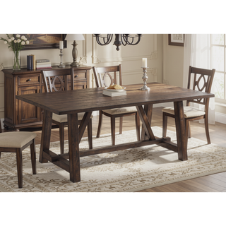 Sunvega Kaelyn Dark Oak Finish Rectangular Dining Table with Trestle Base