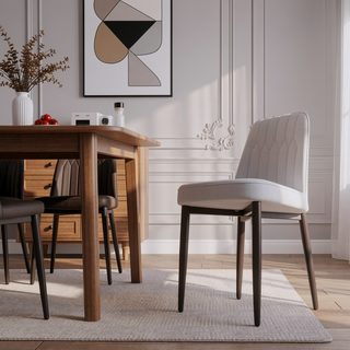 Sunvega Modern PU Leather Dining Chairs with Thick Soft Cushions and Black Metal Legs