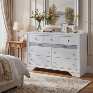 Sunvega Modern Black Nightstand with Hidden Jewelry Drawer and Nickel Knob