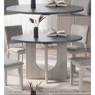 Sunvega Transitional Natural Tone Rubberwood Dining Table with Trestle Base