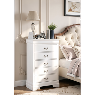 Sunvega Traditional Style Bedroom Chest with Carved Bases and Curved Mouldings