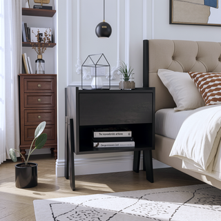 Sunvega Nightstand with Spacious Drawer and Open Shelf for Bedroom or Living Room
