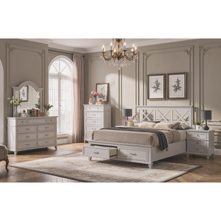 Sunvega 6 Drawer Gray Dresser with Transitional Design and Custom Hardware