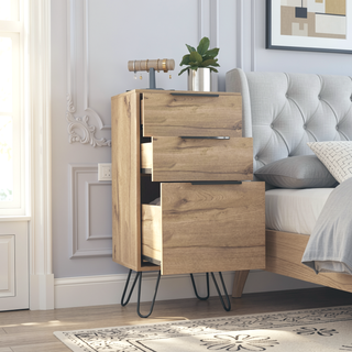 Sunvega Light Oak Dresser with Hairpin Legs and Spacious Top Surface