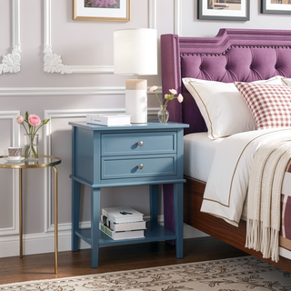 Sunvega Elegant Contemporary Nightstand with Open Shelf for Compact Storage