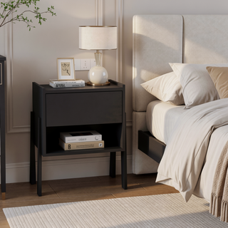 Sunvega Nightstand with One Drawer and Open Shelf for Bedroom or Living Room
