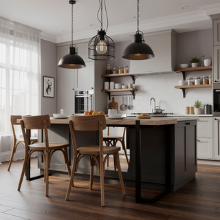 Sunvega Modern Industrial Rectangular MDF Dining Table for 4-6 People