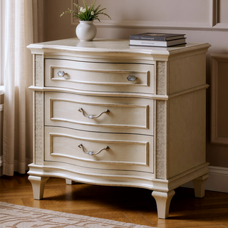 Sunvega Silver Oak Nightstand with Hexagonal Hardware and Turned Tapered Design