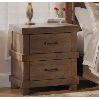 Sunvega Traditional Antique Oak Finish Nightstand with 2 Storage Drawers