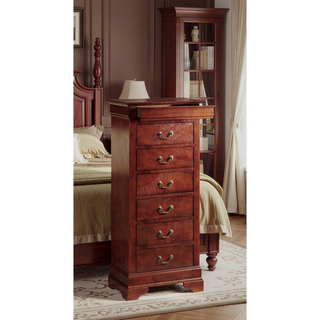Sunvega Elegant Cherry Traditional Lingerie Chest with Spacious Drawers for Bedroom