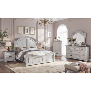 Sunvega Antique White Transitional Wood Nightstand with Three Convenient Drawers