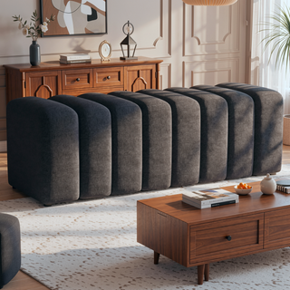 Sunvega Upholstered Tufted Accent Bench with Exquisite Backless Design for Modern Interiors