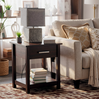 Sunvega Modern Gray Nightstand with Durable Construction for Bedroom