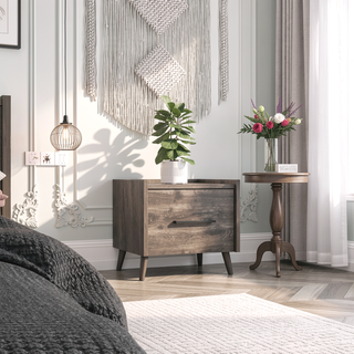 Sunvega Wall-Mounted Nightstand with Single Drawer for Bedroom or Living Room
