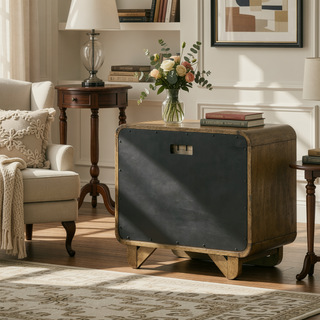 Sunvega Modern Two-Drawer Nightstand with Nutmeg Wood Finish and Cord Management