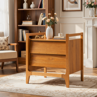 Sunvega Scandi Angle Face Solid Wood Nightstand with Modern Minimalist Design