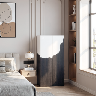 Sunvega Two-Door Compact Wardrobe with Fixed Shelves for Bedroom Storage