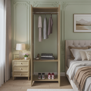 Sunvega 2-Door Black Armoire with Hanging Rod and Storage Shelf for Bedroom