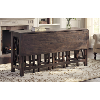 Sunvega Dark Brown Drop Leaf Space Saver Table with 4 Stools