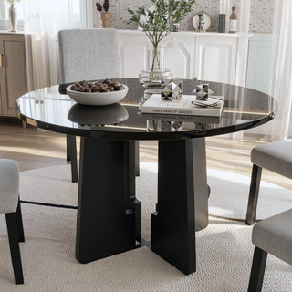 Sunvega 43 Inch Round Dining Table for Kitchen with Durable MDF Construction