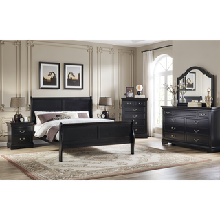 Sunvega Solid Wood Louis Philip Style Nightstand with Two Soft Close Drawers