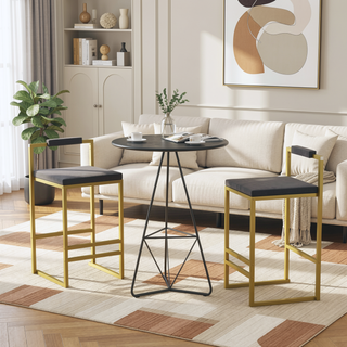 Sunvega Upholstered Velvet Bar Stools Set of 2 with Slim Metal Legs for Kitchen Counter