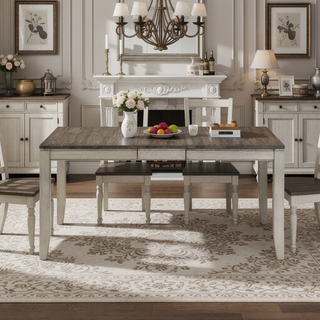 Sunvega Dark Brown Acacia Asian Hardwood Dining Table with Butterfly Leaf