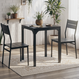 Sunvega 3-Piece Dining Table Set for Two with Space Saving Stools and Steel Legs