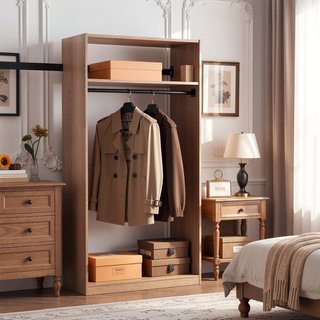 Sunvega Oak Wall Mounted Wood Closet System with Modular Units and Ample Storage