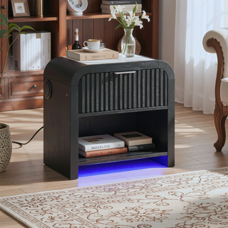 Sunvega Beverly Black and White Nightstand with Cooler Inserted and Speaker