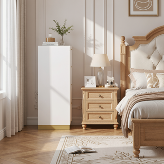 Sunvega Modern Minimalist White 4-Drawer Chest with Spacious Storage for Bedroom