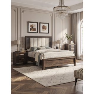 Sunvega Contemporary Brown Nightstand with Two Drawers and Rich Wood Finish