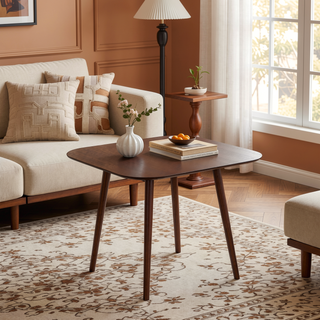 Sunvega Mid-Century Modern Faux Wood Dining Table with Tapered Splayed Legs
