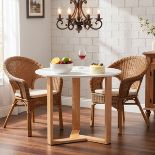 Sunvega 31.5 Inch Round Dining Table for Small Spaces with Birch Veneer MDF Top
