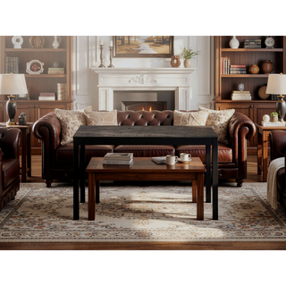 Sunvega Briar Black Finish Rectangular Dining Table with Fixed Wood Top